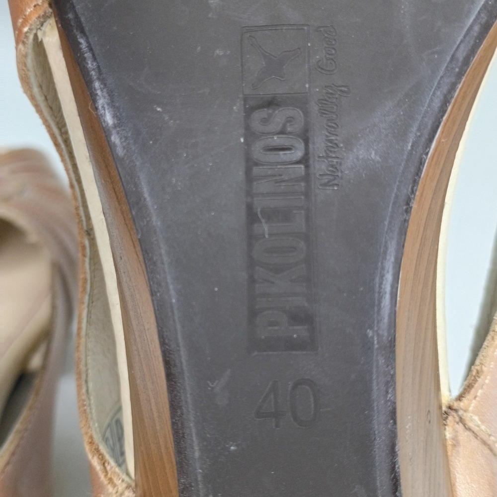 Pikolinos peep toe sandals flats size 40 taupe tan US 9 or 9.5 - Picture 7 of 8